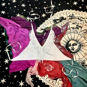 Vintage Leather Boho Hippie Festival Halter Top